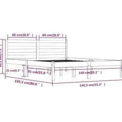 vidaXL - Bed frame met hoofdeinde - Naturel - Massief grenenhout - 140x190 cm