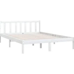 vidaXL - Bed frame met hoofdeinde - Wit - Massief grenenhout - 160x200 cm