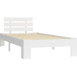 vidaXL - Bed frame met hoofdbord - Wit - Massief grenenhout - 90x200 cm