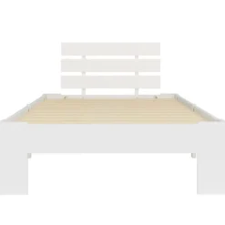 vidaXL - Bed frame met hoofdbord - Wit - Massief grenenhout - 90x200 cm