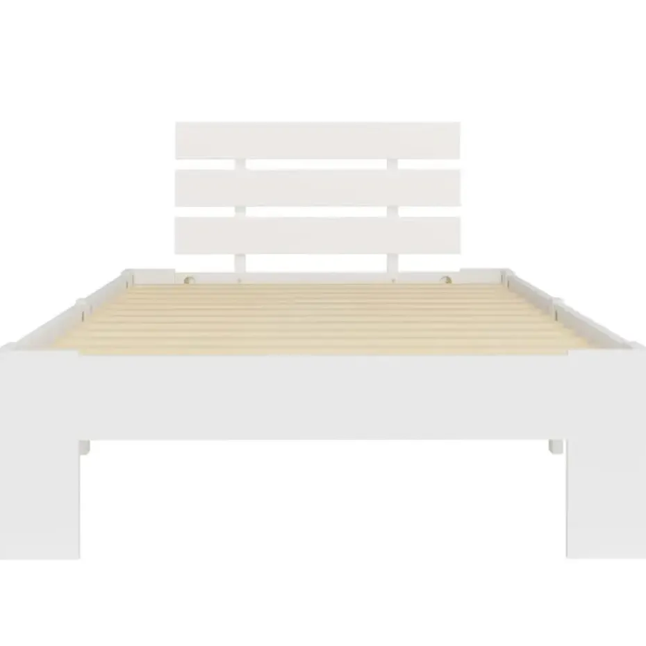 vidaXL - Bed frame met hoofdbord - Wit - Massief grenenhout - 90x200 cm