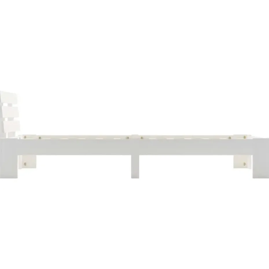 vidaXL - Bed frame met hoofdbord - Wit - Massief grenenhout - 90x200 cm