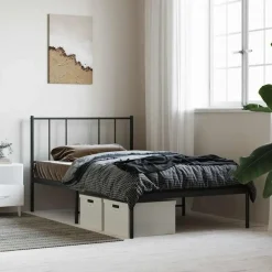 vidaXL - Bed frame met hoofdbord - Zwart - Metaal - 80x200 cm