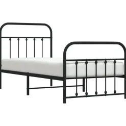 vidaXL - Bed frame met hoofd- en voeteneinde - Zwart - Metaal - 90x200 cm
