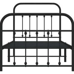 vidaXL - Bed frame met hoofd- en voeteneinde - Zwart - Metaal - 90x200 cm