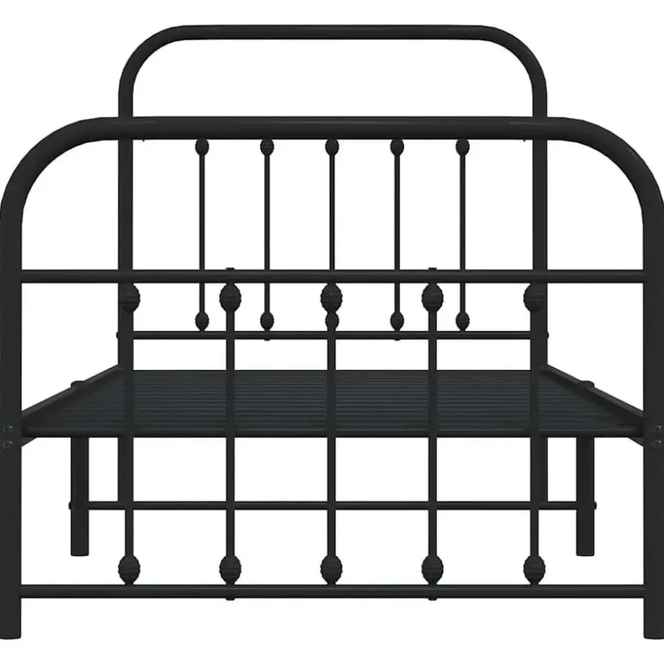 vidaXL - Bed frame met hoofd- en voeteneinde - Zwart - Metaal - 90x200 cm