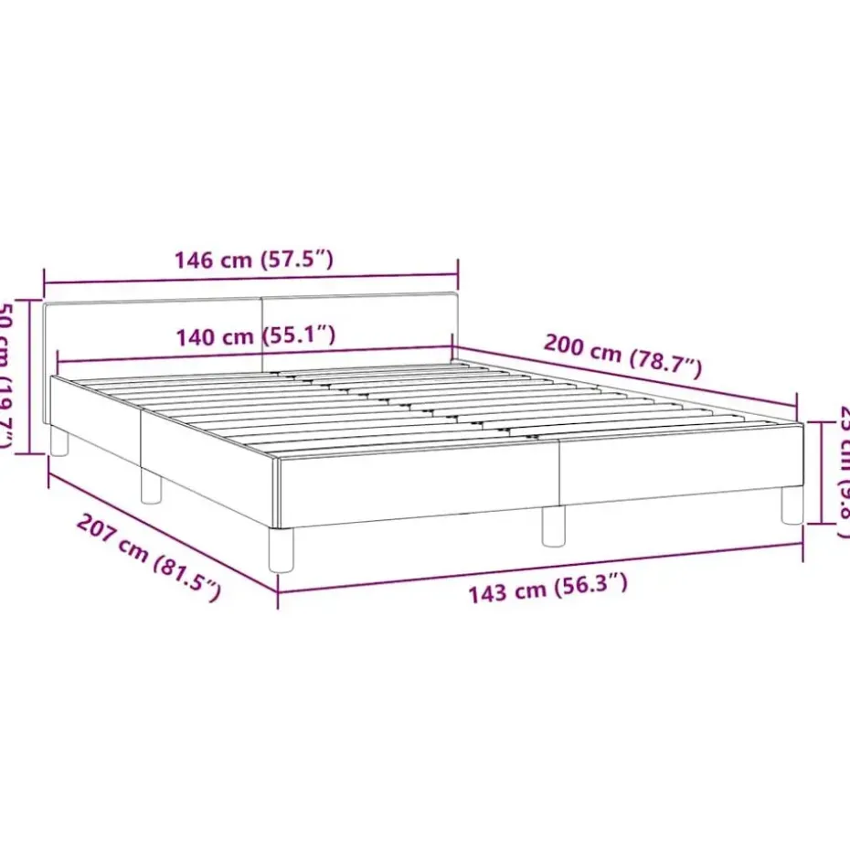 vidaXL - Bed frame met hoofdeinde - Donkergrijs - Stof - 140 x 200 cm