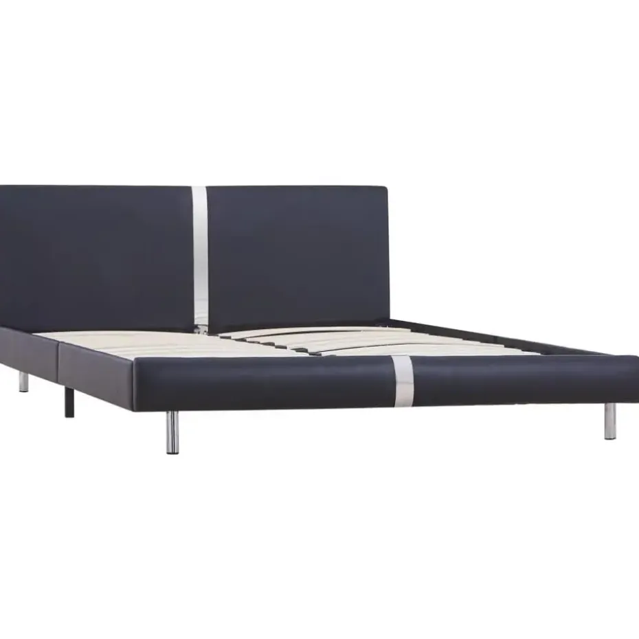 vidaXL - Bed frame met hoofdbord - Zwart - Kunstleer - 120x200 cm