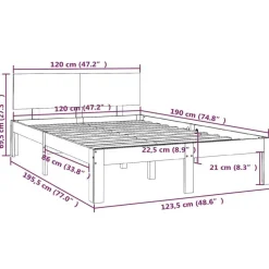 vidaXL - Bed frame met hoofbord - Naturel - Massief grenenhout - 120x190 cm