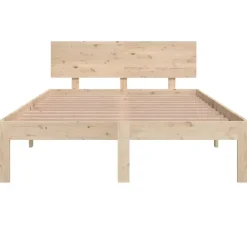 vidaXL - Bed frame met hoofbord - Naturel - Massief grenenhout - 120x190 cm