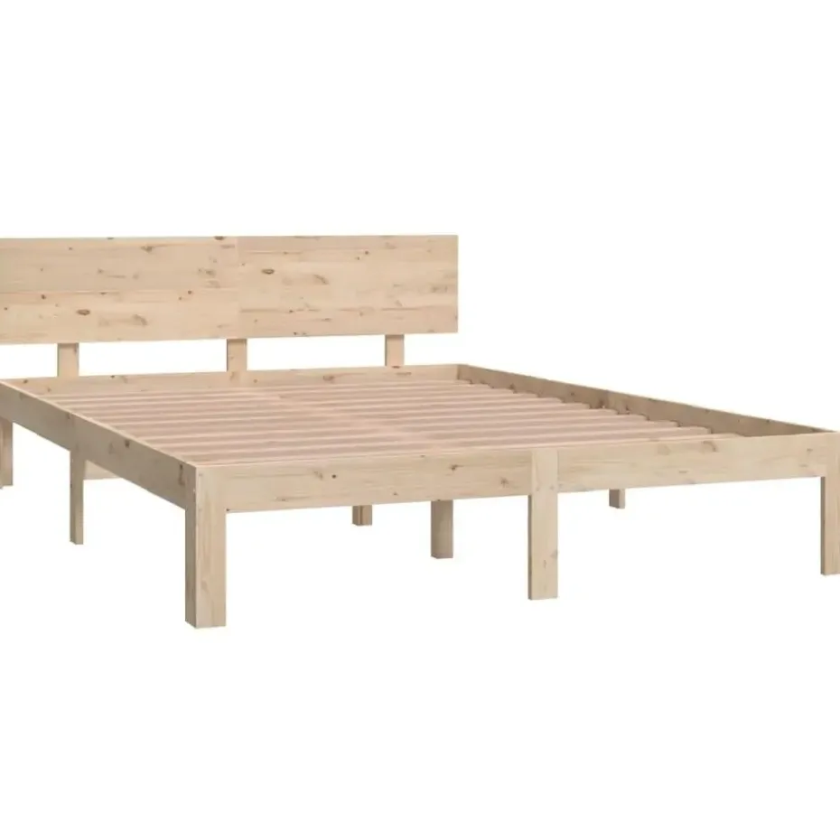 vidaXL - Bed frame met hoofdeinde - Naturel - Massief grenenhout - 140x200 cm