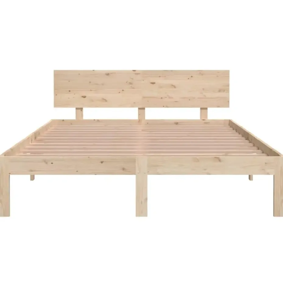 vidaXL - Bed frame met hoofdeinde - Naturel - Massief grenenhout - 140x200 cm