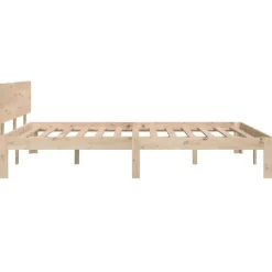 vidaXL - Bed frame met hoofdeinde - Naturel - Massief grenenhout - 140x200 cm