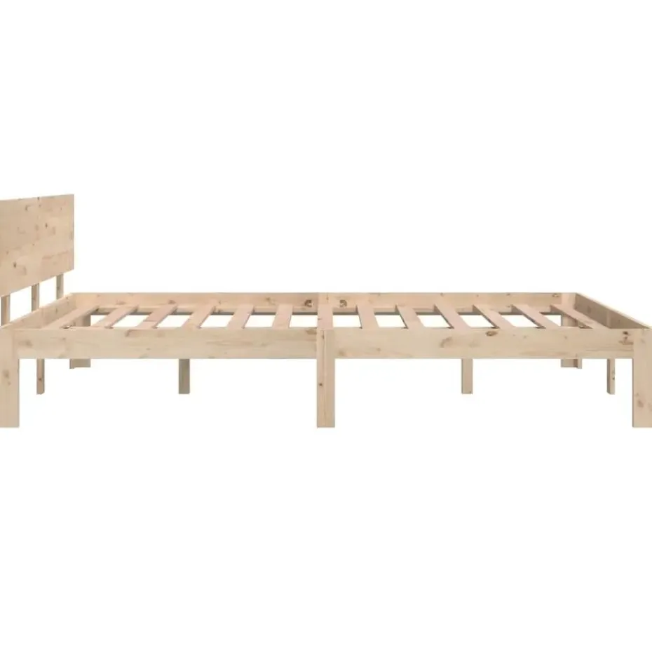 vidaXL - Bed frame met hoofdeinde - Naturel - Massief grenenhout - 140x200 cm