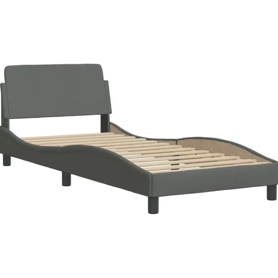 vidaXL - Bed frame met hoofdbord - Donkergrijs - Stof - 80x200 cm