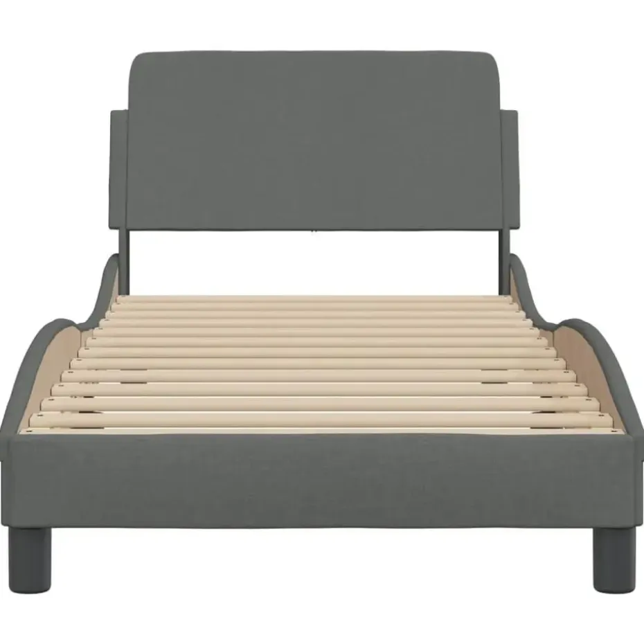 vidaXL - Bed frame met hoofdbord - Donkergrijs - Stof - 80x200 cm