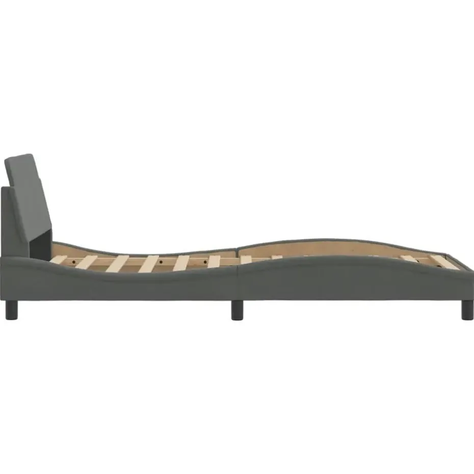 vidaXL - Bed frame met hoofdbord - Donkergrijs - Stof - 80x200 cm