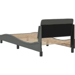vidaXL - Bed frame met hoofdbord - Donkergrijs - Stof - 80x200 cm