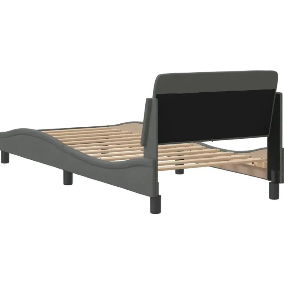 vidaXL - Bed frame met hoofdbord - Donkergrijs - Stof - 80x200 cm