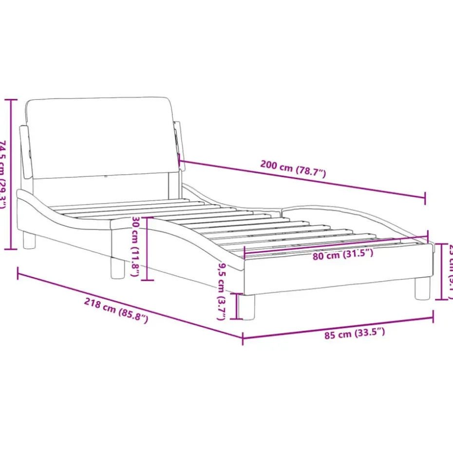 vidaXL - Bed frame met hoofdbord - Donkergrijs - Stof - 80x200 cm