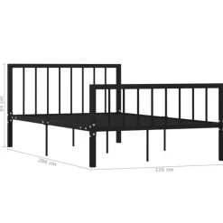 vidaXL - Bed frame met hoofdeinde en lattenbodem - Zwart - Metaal - 120x200 cm