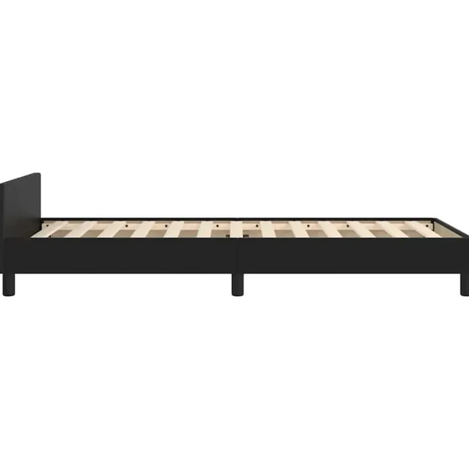 vidaXL - Bed frame met hoofdeinde zonder matras - zwart - Kunstleer - 90x200 cm