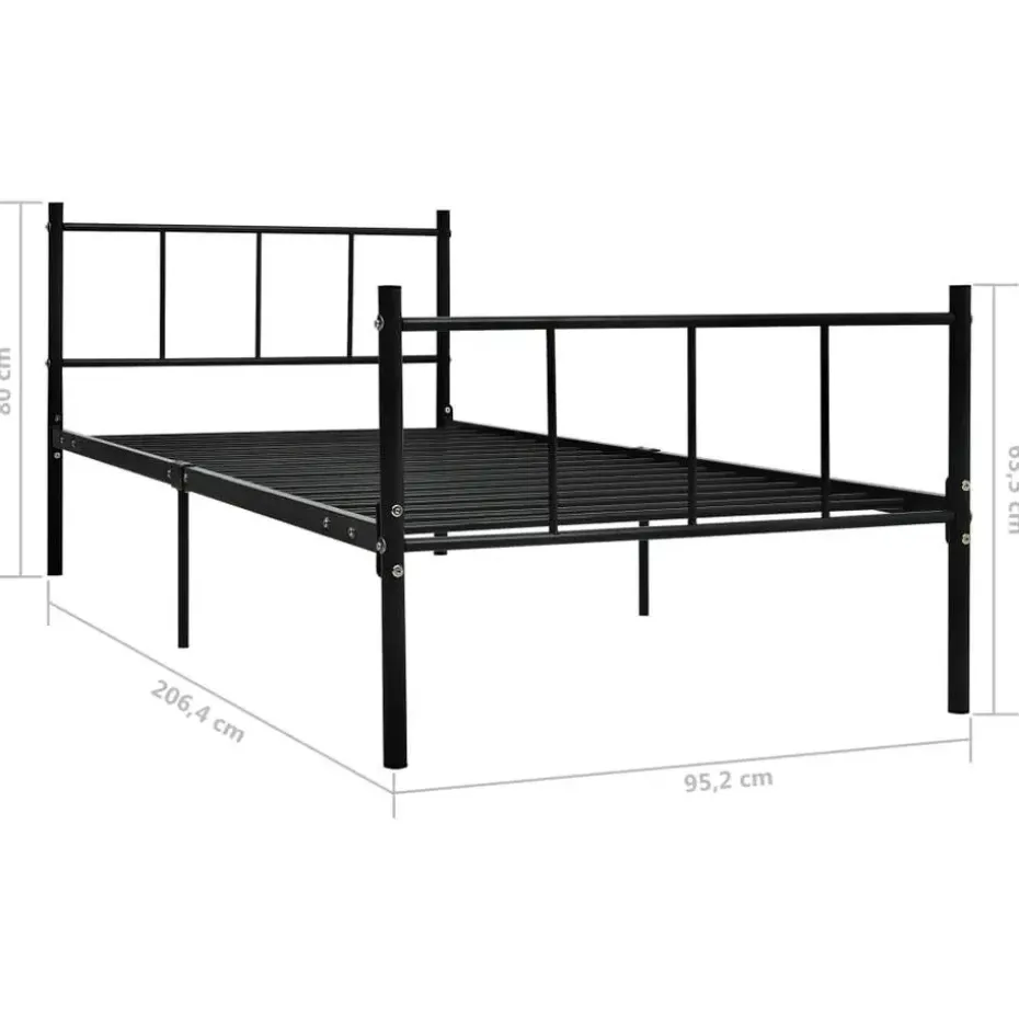 vidaXL - Bed frame met hoofdeinde zonder matras - Zwart - Metaal - 90x200 cm