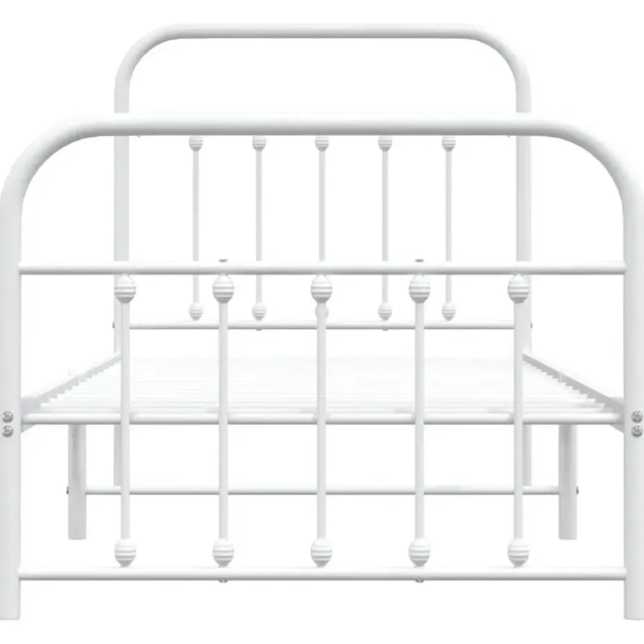 vidaXL - Bed frame met hoofd- en voeteneinde - Wit - Metaal - 90x190 cm