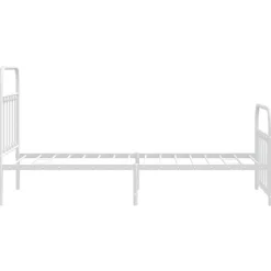 vidaXL - Bed frame met hoofd- en voeteneinde - Wit - Metaal - 90x190 cm