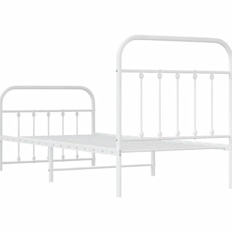 vidaXL - Bed frame met hoofd- en voeteneinde - Wit - Metaal - 90x190 cm