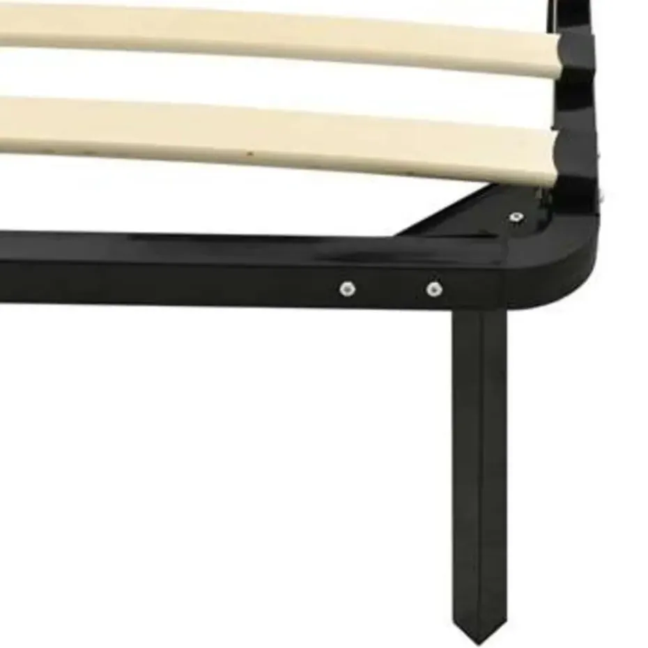 vidaXL - Bed frame met hout lattenbodem - Zwart - Metaal - 90x200 cm