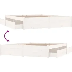 vidaXL - Bed frame met lades - Wit - Massief grenenhout - 140x200 cm