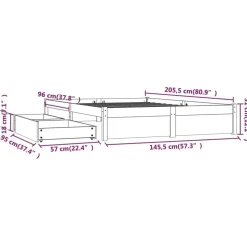 vidaXL - Bed frame met lades - Wit - Massief grenenhout - 140x200 cm