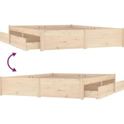 vidaXL - Bed frame met lades - Naturel - Massief grenenhout - 140x200 cm