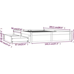 vidaXL - Bed frame met lades - Naturel - Massief grenenhout - 140x200 cm