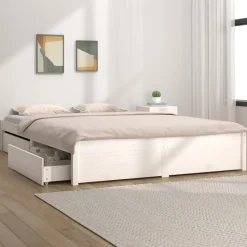 vidaXL - Bed frame met lades - wit - Massief grenenhout - 120x200 cm