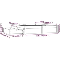 vidaXL - Bed frame met lades - wit - Massief grenenhout - 120x200 cm