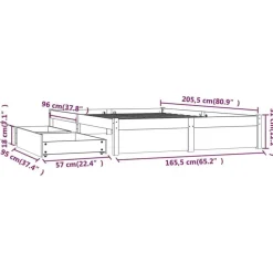 vidaXL - Bed frame met lades - Naturel - Massief grenenhout - 160x200 cm
