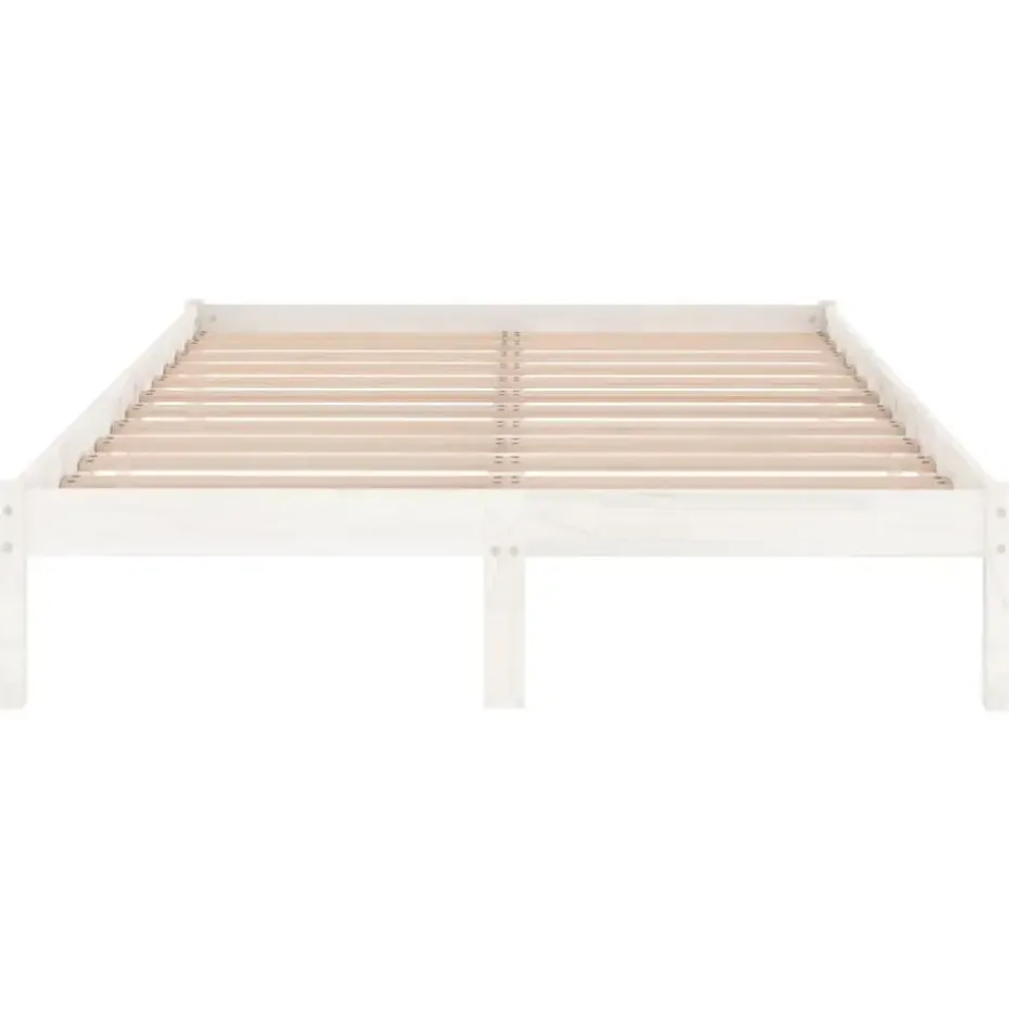 vidaXL - Bed frame met lattenbodem - Wit - Massief grenenhout - 140x200 cm