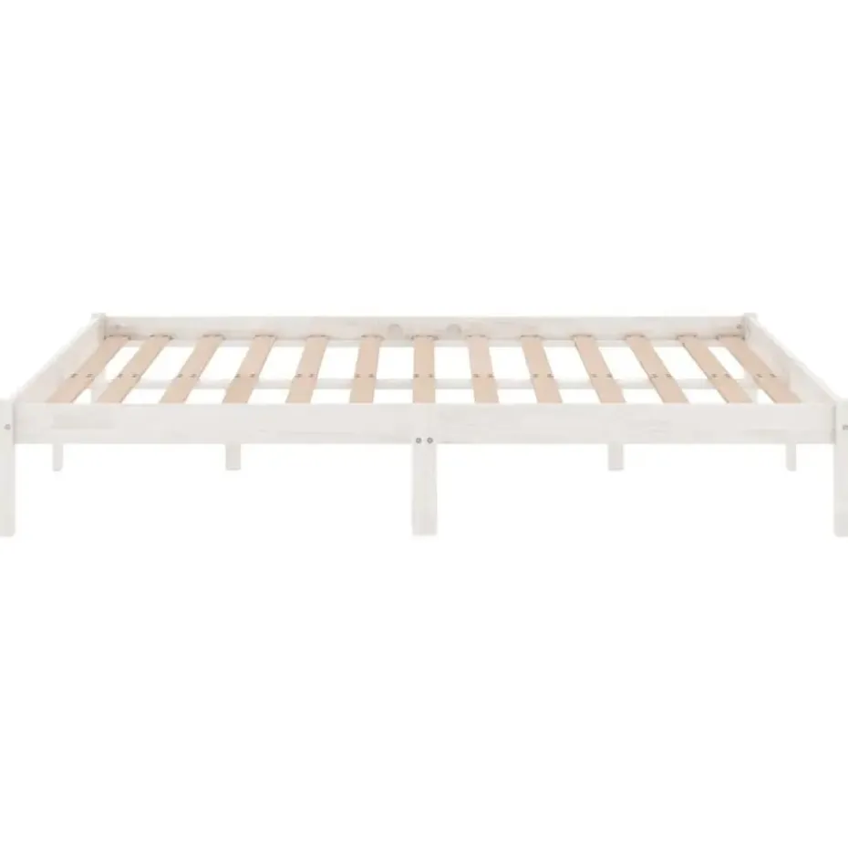 vidaXL - Bed frame met lattenbodem - Wit - Massief grenenhout - 140x200 cm