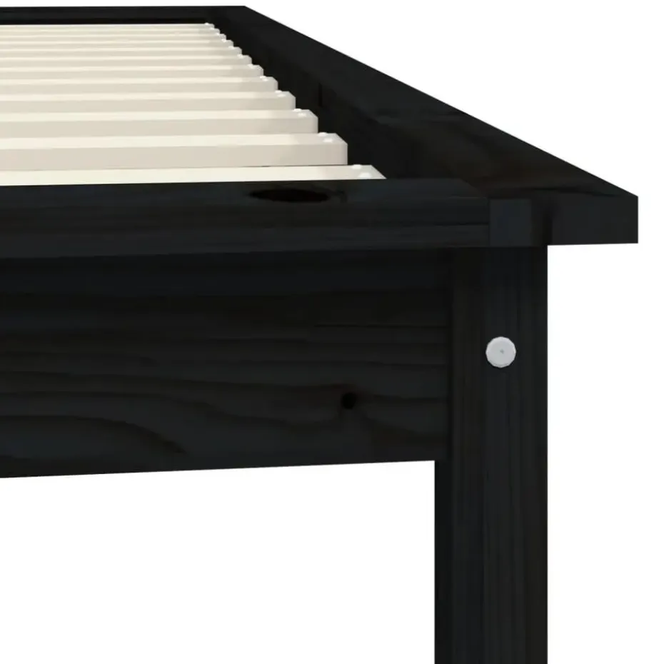 vidaXL - Bed frame met lattenbodem - Zwart - Massief grenenhout - 90x200 cm