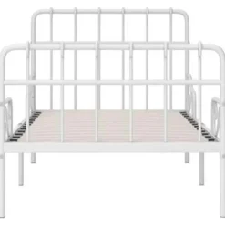 vidaXL - Bed frame met lattenbodem - Wit - Metaal - 90x200 cm