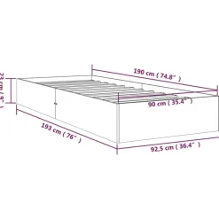 vidaXL - Bed frame met lattenbodem - Naturel - Massief hout - 90x190 cm