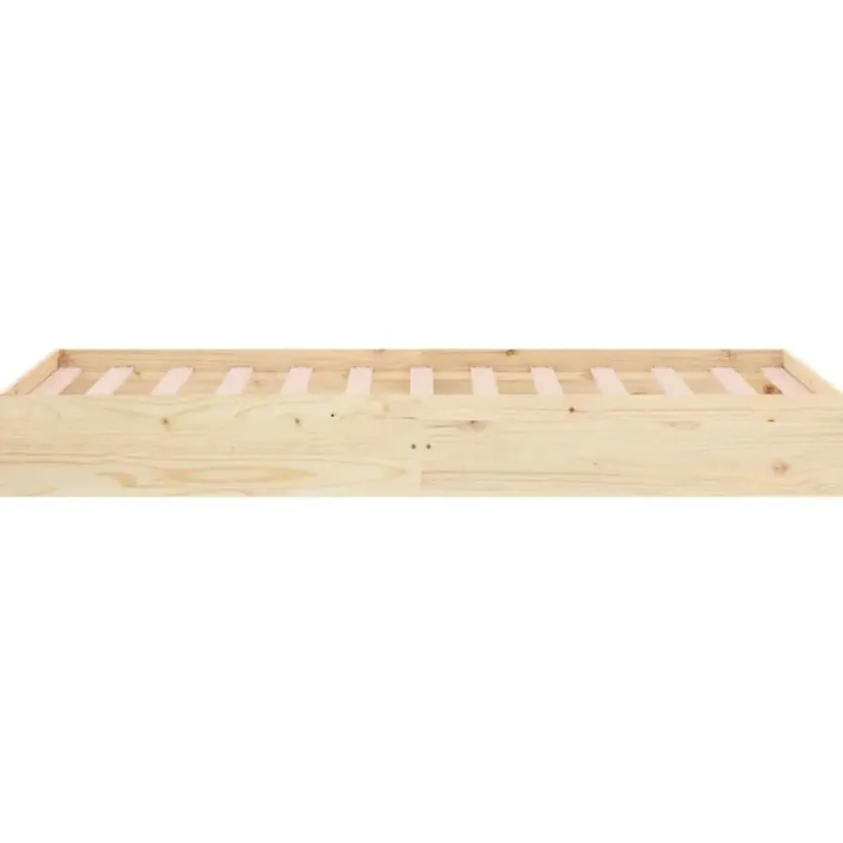 vidaXL - Bed frame met lattenbodem - Naturel - Massief hout - 75x190 cm