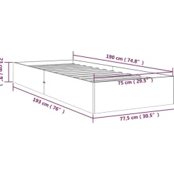 vidaXL - Bed frame met lattenbodem - Naturel - Massief hout - 75x190 cm