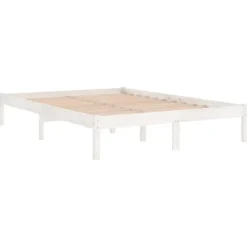 vidaXL - Bed frame met lattenbodem - Wit - Massief grenenhout - 120x200 cm