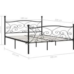 vidaXL - Bed frame met lattenbodem - Zwart - Metaal - 180x200 cm