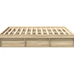 vidaXL - Bed frame met opbergruimte - Sonoma eikenkleurig - Hout - 200x200 cm