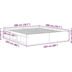 vidaXL - Bed frame met opbergruimte - Sonoma eikenkleurig - Hout - 200x200 cm