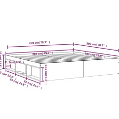 vidaXL - Bed frame met opbergruimte - Sonoma eikenkleurig - Hout - 200x200 cm
